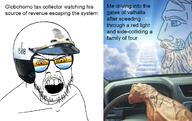 buff car chad cloud death driving glasses heaven helmet nordic_chad police soyjak sunglasses text variant:feraljak vein // 1262x794 // 749.1KB