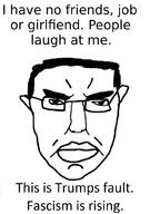 angry closed_mouth donald_trump ear facism glasses hair soyjak subvariant:chudjak_front text variant:chudjak // 722x1024 // 116.5KB