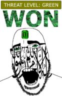 afghanistan ahegao arabic_text emerald featured flag:afghanistan gem glasses green green_eyes hair looking_up open_mouth schlog_color_event soyjak soyjak_blog stubble teeth text threat_level_green variant:cobson won // 721x1115 // 218.3KB