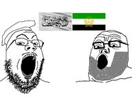 2soyjaks afghanistan beard clothes country flag glasses hat mustache northern_alliance open_mouth soyjak taliban taqiyah variant:gapejak variant:tony_soprano_soyjak // 1200x896 // 236.2KB