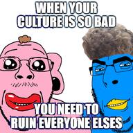 2soyjaks bird blue_skin pink_skin pooner soyjak_party text troon twitter twitter_immigrant variant:bernd variant:cobson xitter // 500x500 // 241.4KB