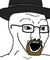 beard breaking_bad bryan_cranston clothes glasses hat open_mouth soyjak variant:soyak walter_white // 644x770 // 12.6KB