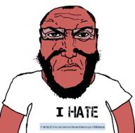 angry arm ban beard closed_mouth glasses i_hate ip meta:tagme punisher_face red_skin soybooru subvariant:science_lover text variant:markiplier_soyjak white_background white_shirt // 800x789 // 103.9KB