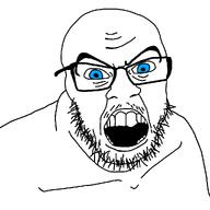 angry beard blue_eyes glasses looking_at_you open_mouth soyjak stubble subvariant:modern_feraljak teeth template thick_eyebrows variant:feraljak // 1025x1025 // 27.6KB