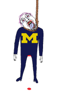 blood blood_drip blue_pants blue_shirt college college_football crying glasses hair logo michigan purple_hair red_eyes rope tranny transparent_background troonella variant:bernd white_skin // 2012x2908 // 136.0KB