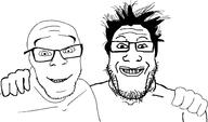 2soyjaks friendship glasses grin hair hand happy jacksepticeye looking_at_you markiplier no_more_brother_wars smile soyjak stubble template variant:feraljak variant:markiplier_soyjak // 1828x1076 // 126.7KB