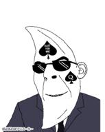 animated bbc clothes ear glasses moonman necktie ponpon poyopoyo queen_of_spades smile soyjak suit sunglasses tattoo variant:cobson // 319x400 // 146.4KB