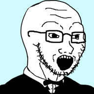 bowtie clothes glasses open_mouth soyjak stubble tuxedo variant:soyak // 970x1024 // 181.6KB