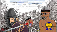 2soyjaks accessory ack allah arab-byzantine_wars art artistic award background battle_of_akroinon byzantine byzantine_empire chirho christian_cross christian_identity christianity crying dark_skin decapitated drawn glasses head helmet historical history islam islamic knight mouth_open roman roman_empire roman_legionary roman_legionary_helmet rome scared shield subvariant:doctos sword symbol umayyad_caliphate variant:bernd variant:soyak variant:wojak // 1920x1080 // 622.1KB
