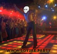 closed_mouth dance disco glasses irl_background soyjak_party stubble variant:soyak // 400x377 // 2.6MB