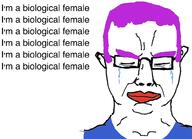 blue_shirt crying lipstick pink_hair text tranny troon variant:chudjak // 991x718 // 125.7KB