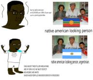 argentina arm cuckold falklands flag:argentina flag:mapuche full_body glasses happy irl_photo leg mapuche mutt native_american nigger open_mouth shitgentina shitskin soyboy subhuman text torso variant:chudjak // 1452x1256 // 732.8KB