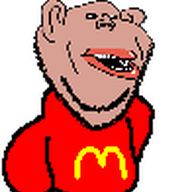 amerimutt arm ass brown_skin dance ear full_body gyatt leg lips mcdonalds meta:low_resolution open_mouth red_body soyjak stubble subvariant:impish_amerimutt twerk variant:impish_soyak_ears // 98x117 // 67.8KB