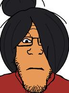 black_hair closed_mouth maya_(ongezellig) ongezellig red_shirt stubble subvariant:neutralplier variant:markiplier_soyjak // 600x800 // 33.3KB