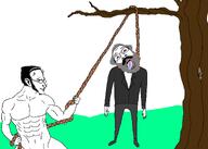 ack beard bwc communism egoism glasses karl_marx lynching max_stirner naked open_mouth rope sideburn smile smirk soyjak tree tuxedo variant:bernd // 2100x1500 // 118.2KB