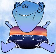 baby background calm closed_eyes clothes cloud diaper ear gradient hand night sky smile soyjak star subvariant:pissbaby sunset variant:impish_soyak_ears // 1480x1452 // 1.2MB