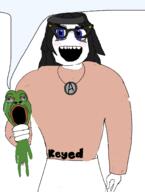 blush choking clothes female frog green_skin hair keyed muscular_female pepe soytran speech_bubble variant:soytan // 1126x1487 // 205.2KB