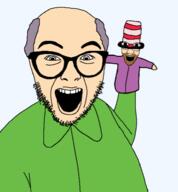 2soyjaks beard big_eyes clothes glasses green_shirt hat mr_garrison mr_hat open_mouth purple_shirt south_park soyjak stubble transparent_background variant:abortion_lover variant:el_perro_rabioso // 601x650 // 73.0KB