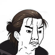 angry anime attack_on_titan brown_hair closed_mouth ear eren hair soyjak variant:chudjak // 3465x3465 // 886.3KB