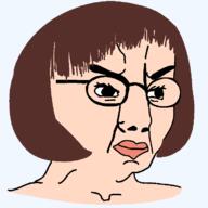 angry brown_hair closed_mouth female glasses hair round_glasses soyjak subvariant:female_chudjak variant:chudjak white_skin // 700x700 // 6.6KB