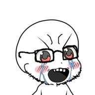 angry anime blush crying glasses gyate_gyate open_mouth red_eyes series:gyatejaks soiboi soyjak stubble touhou variant:soyak video_game // 400x400 // 65.8KB