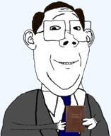 arm bible blue_tie book brown_hair christianity clothes ear glasses hair hand holding_book holding_object necktie smile suit suit_and_tie teeth text variant:protestantjak white_skin // 1471x1803 // 509.8KB