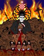 ack beheaded beheading bird black_legion blood bloodshot_eyes brown_skin cap chetniks chicken chud clothes concentration_camp corpse corpses croatia cross decapitated decapitation entrails fire flame glasses gore guts hat injured injury knife looking_at_you military military_cap military_uniform naked nazism night orthodox_cross penis penises serbia shield skull skull_and_bones sky sonnenrad srbosjek starved stubble subvariant:science_lover tattoo ustasha ustasha_cap ustashism variant:bernd variant:cobson variant:feraljak variant:markiplier_soyjak variant:ppp weapon white_skin world_war_2 // 1900x2416 // 1.4MB