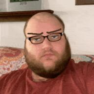 angry beard closed_mouth clothes fat glasses hair irl neutral subvariant:fatjak_irl tshirt variant:fatjak // 500x500 // 401.6KB