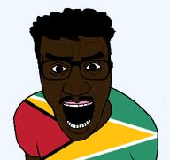 black_skin country curly_hair flag flag:guyana glasses guyana guyanese hair indian mustache open_mouth soyjak teeth transparent transparent_background variant:el_perro_rabioso // 427x400 // 20.1KB