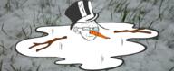 carrot closed_eyes closed_mouth ear glasses irl_background its_over snow snowman stubble text top_hat variant:soyak // 920x380 // 130.5KB