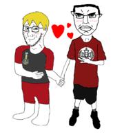 2soyjaks blushing chud gay heart hearts holding_hand medal nate nate_higgers natejak subvariant:pol_face subvariant:soyak_(smug) subvariant:unbotheredchud that_one_fucking_picture_of_nate_being_a_smug_little_bastard variant:chudjak yaoi // 948x1108 // 230.7KB
