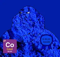 atom award bald big_lips black_eyes blue_background blue_skin chemistry closed_mouth cobalt element fat lips looking_to_the_left mutt_lips obese rock science series:elemental_mutts text variant:meximutt // 800x765 // 74.2KB