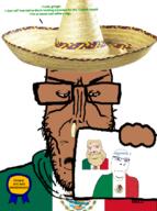 angry award beard blond bloodshot_eyes blue_eyes clothes confused countrywar euromutt flag:mexico glasses greentext half_open_mouth hat holding_object mexico meximutt question_mark satoko_houjou(namefag) self_insert shitskin smile smirk sombrero spanish_text subvariant:euromutt subvariant:nucob sweater text trend:aryan variant:cobson variant:markiplier_soyjak // 800x1073 // 760.9KB