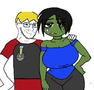 amphibian award beard big_breasts blue_shirt booba brimstone coal dust female frog glasses goonerslop mole nas:pepe nate oh_my_god_she_is_so_attractive pepe pepe_the_frog queen_of_spades sharty sisa slut smug soyjak_party soyteen subnas:fempepe subvariant:soyak_(smug) tits variant:soyak woman yellow_hair // 1225x1183 // 160.2KB