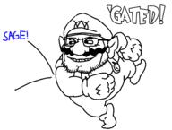 cap clothes glasses hat looking_to_the_left mustache negated sage shoulder_bash smile stubble variant:wahjak wario // 1490x1126 // 106.9KB