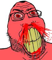 angry blood bloodshot_eyes clenched_teeth glasses red_eyes red_skin soyjak stubble variant:markiplier_soyjak2 vein yellow_teeth // 639x736 // 188.2KB