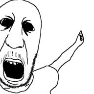 album_cover arm clothes hand meshuggah_(band) music mustache open_mouth pointing rare_trax soyjak stubble variant:traxjak // 500x500 // 9.8KB