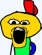 big_eyes gaping_mouth green_shirt jacob_lenard mug mugman no_nose oc open_mouth variant:markiplier_soyjak yellow_skin // 420x541 // 9.5KB