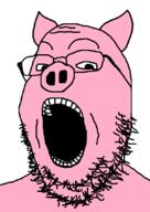 animal ear glasses open_mouth pig pink_skin soyjak stubble variant:gapejak // 600x850 // 27.3KB