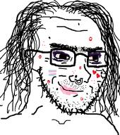 acne closed_mouth flag:transgender_pride_flag glasses hair makeup meta:not_a_fucking_duplicate nose_piercing series:remastered_soyjaks smile smug soyjak stubble subvariant:soyak_(smug) tattoo tranny variant:soyak // 708x800 // 25.0KB