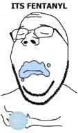 arm artist:joel closed_eyes closed_mouth drugs fentanyl frown glasses hand holding_object its_over sad soyjak stubble subvariant:wholesome_soyjak text variant:gapejak // 626x1061 // 130.7KB