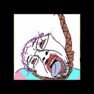 3d 3dgifmaker 4soyjaks animated bloodshot_eyes crying cube glasses hanging mustache open_mouth purple_hair rope soyjak stubble suicide tongue tranny variant:bernd // 200x200 // 2.5MB
