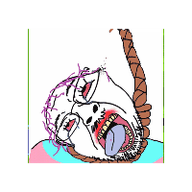 3d 3dgifmaker 4soyjaks animated bloodshot_eyes crying cube glasses hanging mustache open_mouth purple_hair rope soyjak stubble suicide tongue tranny variant:bernd // 200x200 // 2.5MB