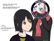 badge bloodshot_eyes clothes crying ear glasses hair hanging hikikomori misaki mustache nate open_mouth rope soot_colors soyjak soyjak_party subvariant:chudjak_front suicide text tongue variant:chudjak welcome_to_the_nhk yellow_teeth // 600x450 // 194.5KB