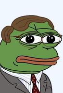 amphibian bald blue_background brown_hair closed_mouth clothes collared_shirt frog glasses green_skin hair lips looking_at_you nas nas:pepe necktie pepe_the_frog suit suit_and_tie // 1344x1973 // 208.0KB