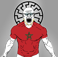 bald blond blue_eyes buff eyes_like_the_o-o-cean flag flag:morocco full_body glasses grey_background morocco series:countryaryan_gem! sonnenrad subvariant:the_beast trend:aryan variant:bernd vein // 814x810 // 112.2KB