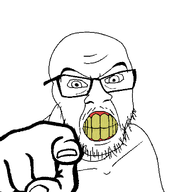 angry bald closed_mouth glasses meta:how_has_this_not_been_made_yet pointing shaking soyjak stubble thick_eyebrows variant:feraljak white_background white_skin yellow_teeth // 1000x1000 // 67.3KB
