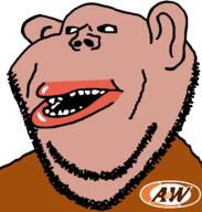 a&w amerimutt brown_shirt brown_skin clothes ear hair lips mutt open_mouth root_beer soyjak stubble subvariant:impish_amerimutt teeth variant:impish_soyak_ears // 598x628 // 34.0KB
