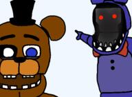 animatronic bonnie_(fnaf) five_nights_at_freddy's five_nights_at_freddy's_2 fnaf fred pointing soy_parody soyjak variant:two_pointing_soyjaks withered_bonnie withered_freddy // 486x358 // 29.4KB