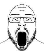 glasses open_mouth soyjak stubble variant:flartson // 200x255 // 7.8KB